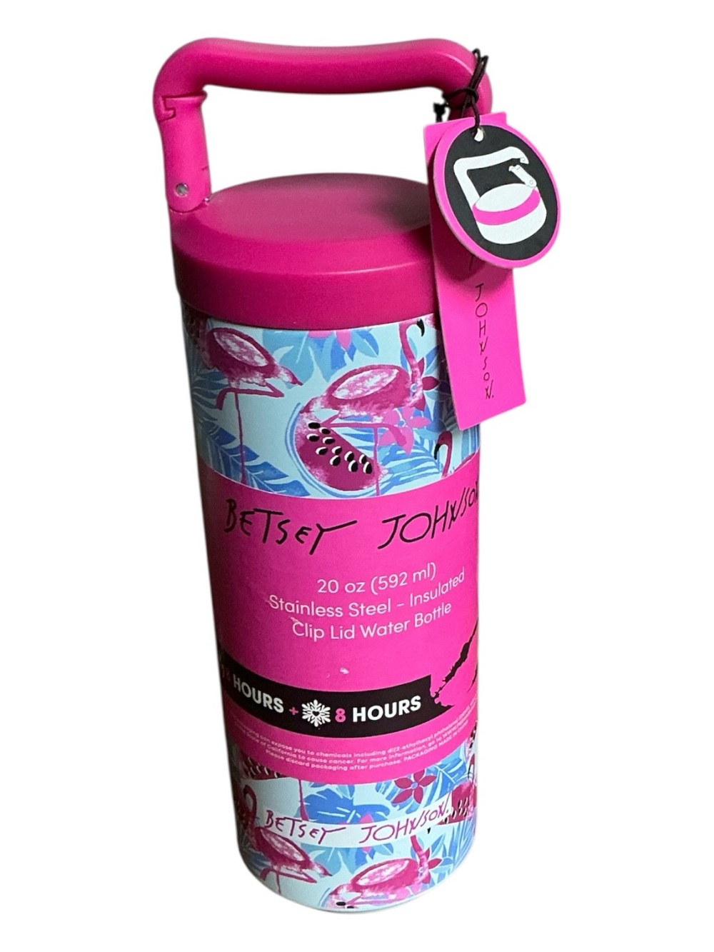 Betsey Johnson - NWT - Hot Pink Tropical Flamingo Insulated Bottle